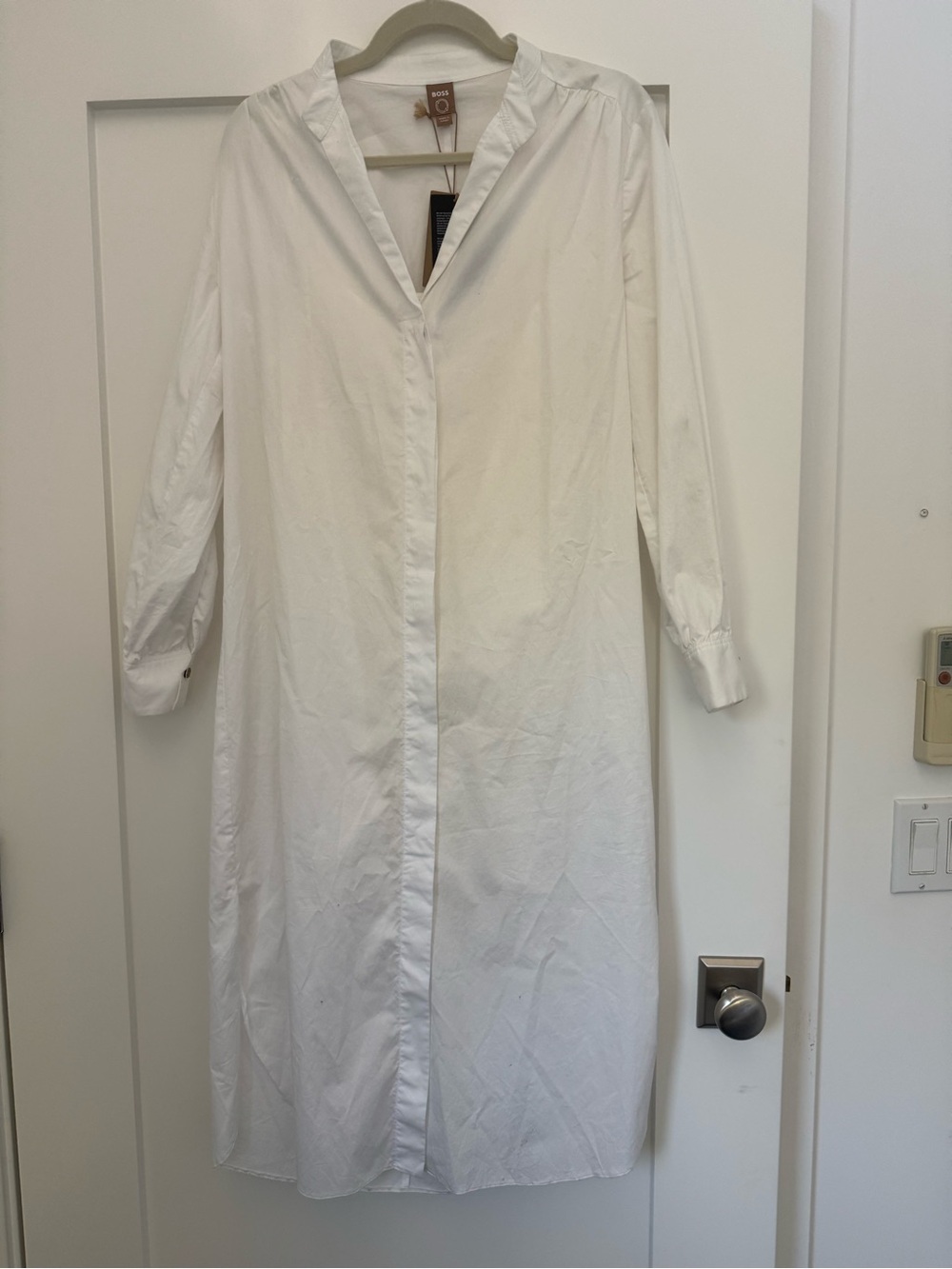 Boss Gorgeous Long Sleeve White Shirt Dress NWT